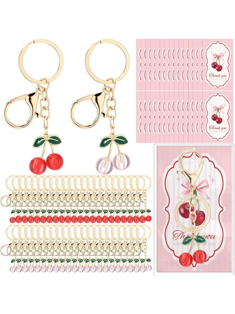 Cherry Keychain Party Favors | Bulk Cherry Keyring Charms | Souvenir Gifts for